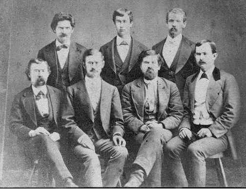 Sons and grandson of William and Catharine Plummer, 1870s, photographer unknown (click for larger view) top: John, J. Lee (grandson), W. Scott bottom: Eli, George, James, Jacob