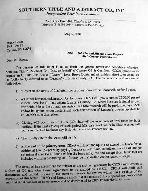 gas lease proposal 1